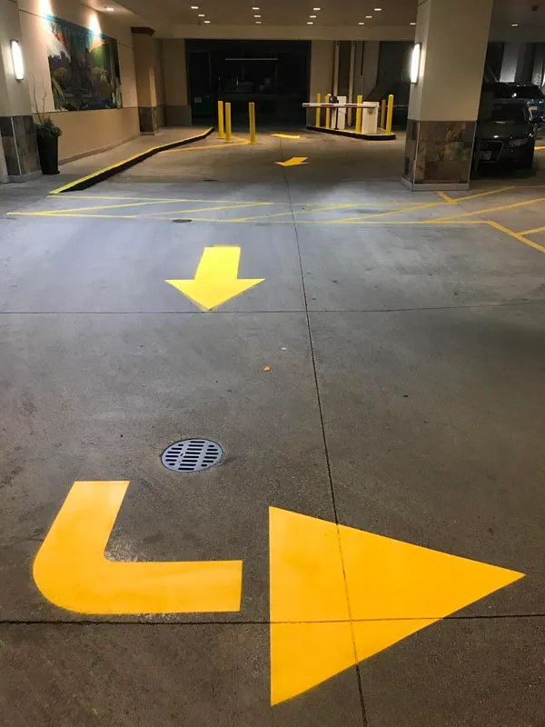 Professional Indoor Parking Garage Directional Pavement Markings