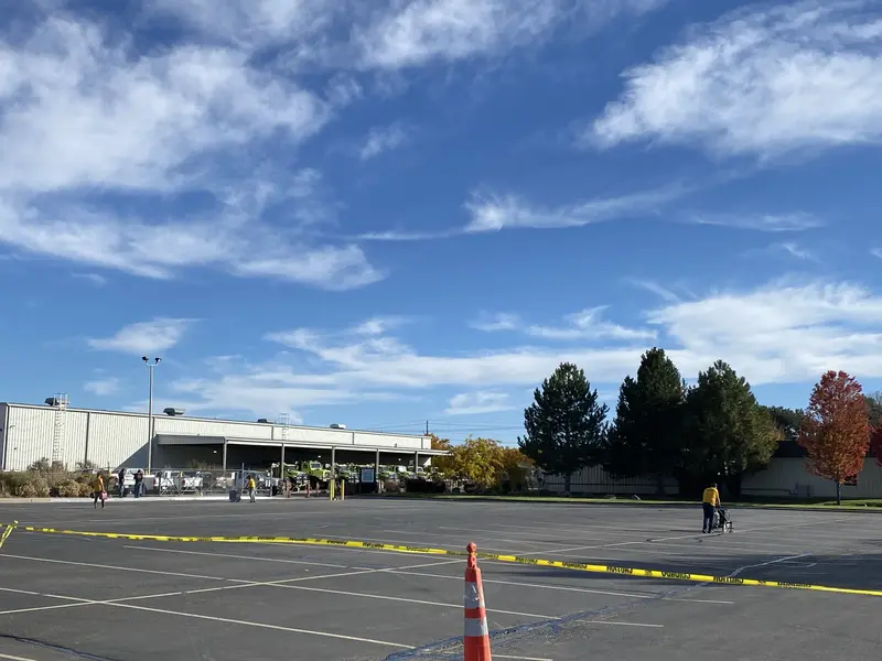 Commercial Warehouse With Finished Asphalt Sealcoating