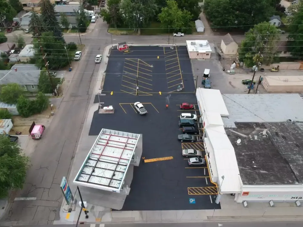 Retail Parking Lot After Sealcoating and Striping | Superior Striping