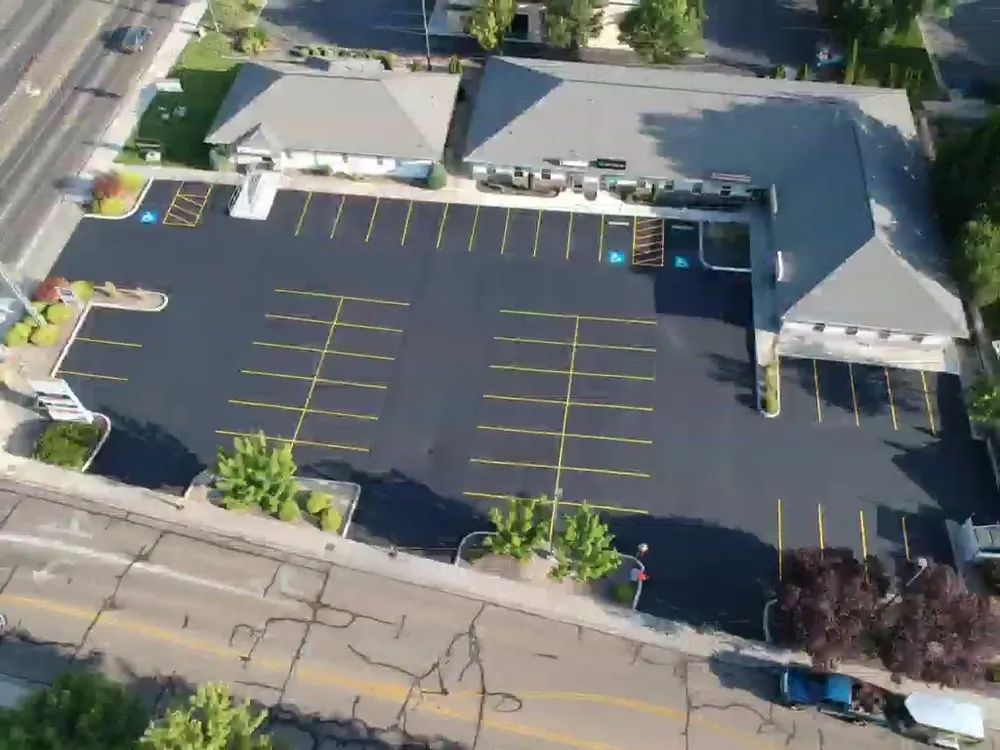 Treasure Valley Commercial Parking Lot Asphalt Sealcoating and Line Striping After