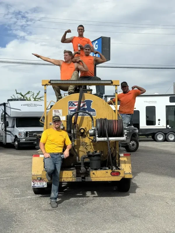 Superior Striping crew on site at a parking lot